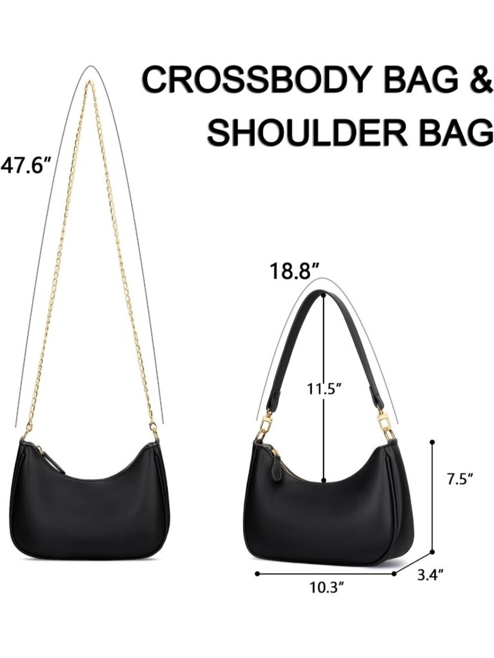 Women's Bag Black Leather Cute Hobo Shoulder Handbags Retro Clutch Stylish Purse - Picture 6 of 6